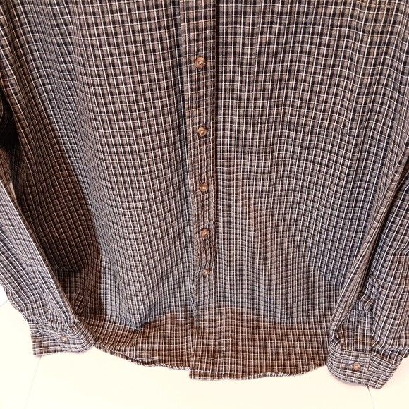 Eddie Bauer Heavy Cotton Long Sleeve Button Down Brown Plaid Shirt Men 2XL/T - Picture 5 of 8